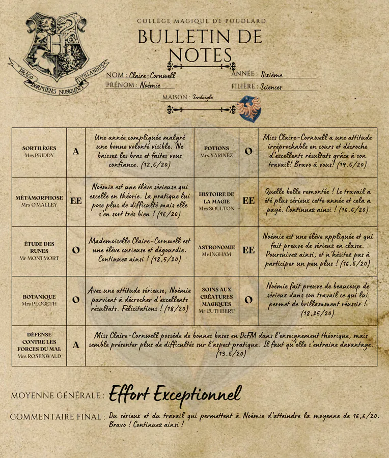 Bulletin de Noémie Claire-Cornwell