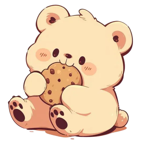 Petit ours qui mange un cookie