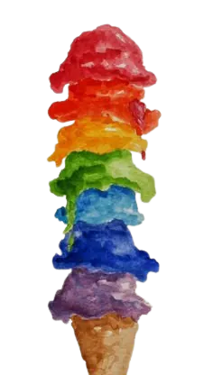 cornets de glace aux couleurs de l'arc en ciel