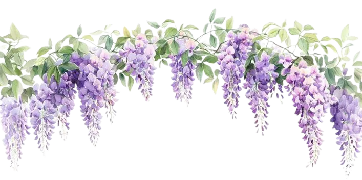 guirlande de fleurs violettes, séparateur.
