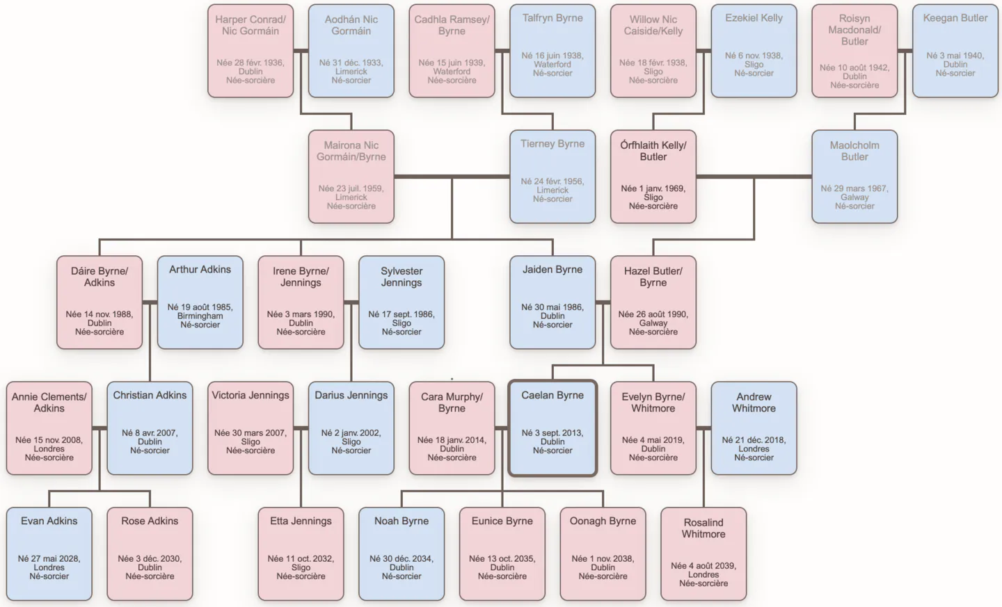 Arbre généalogique de la famille paternelle d'Oonagh Byrne