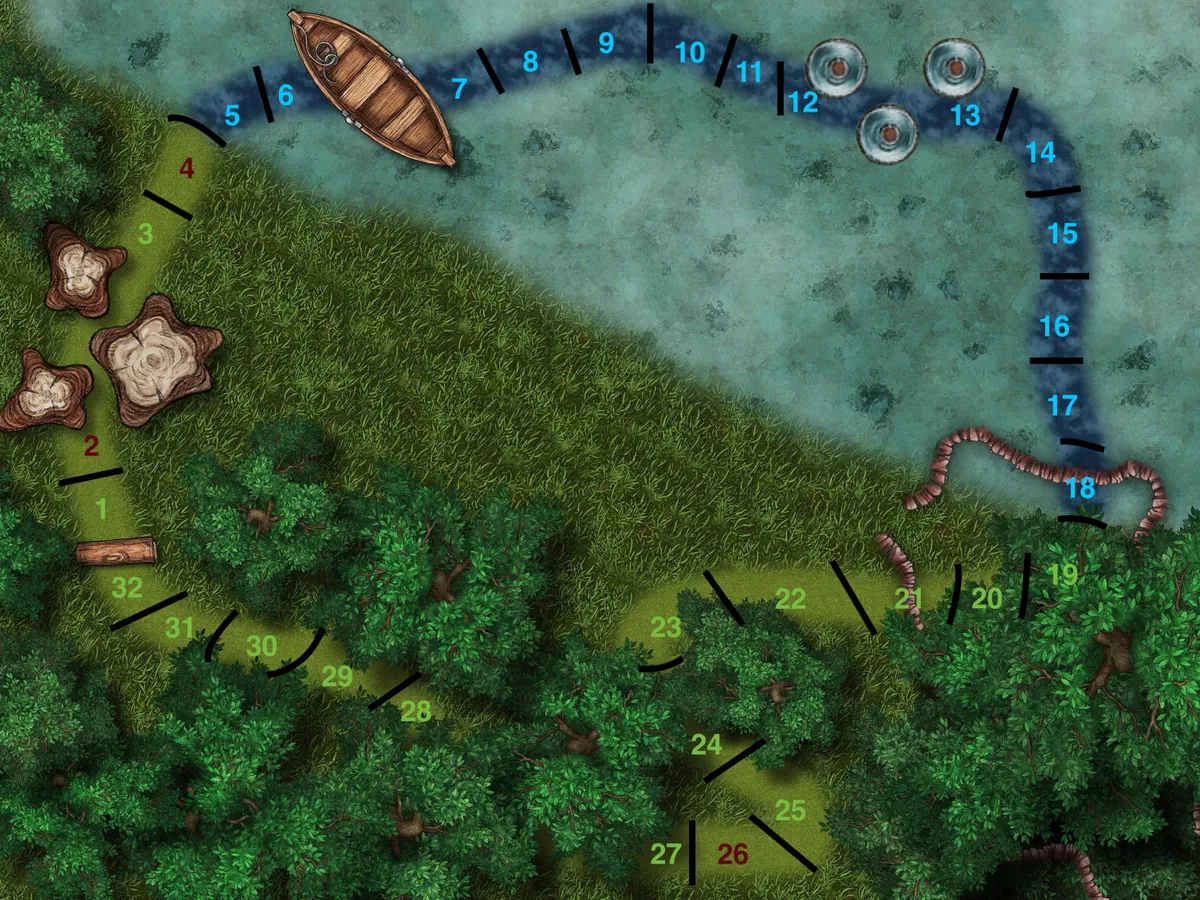Map rouge avec 5 obstacles