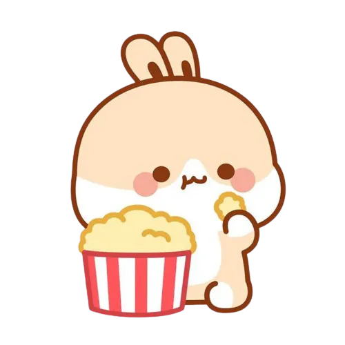 Lapin qui mange du pop corn