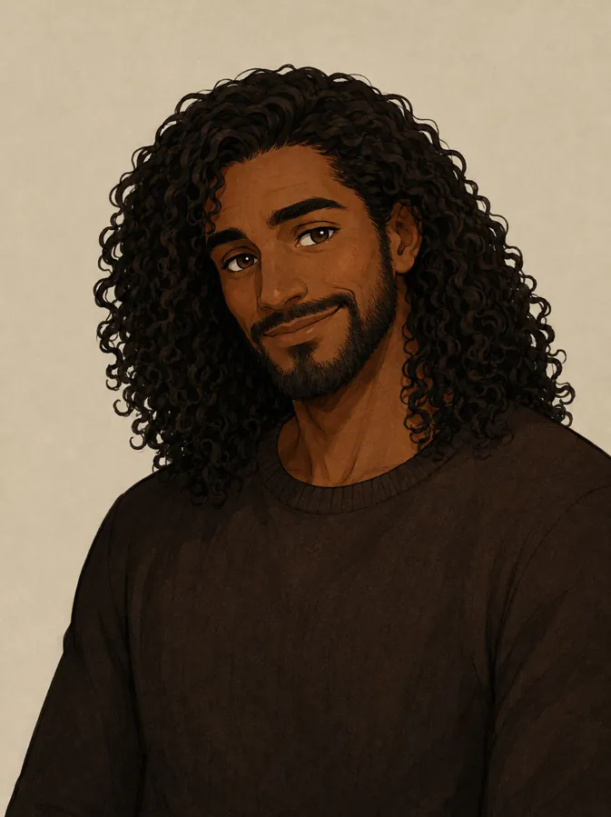 homme de profil métisse aux cheveux longs