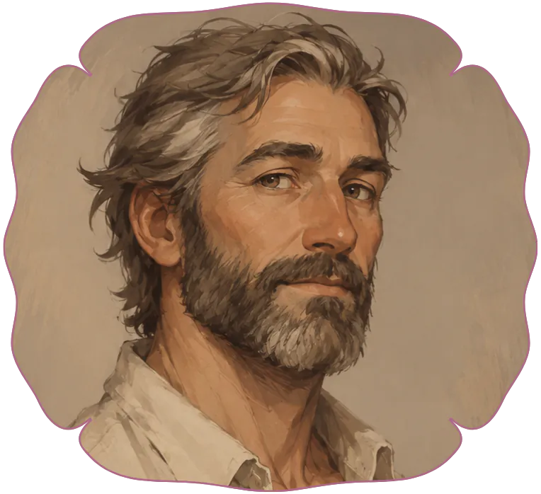 Homme d'une soixantaine d'années aux cheveux et à la barbe poivre et sel