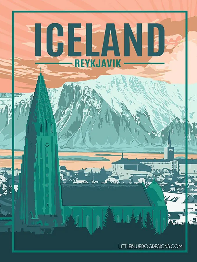 Carte postale de Reykjavik, Islande