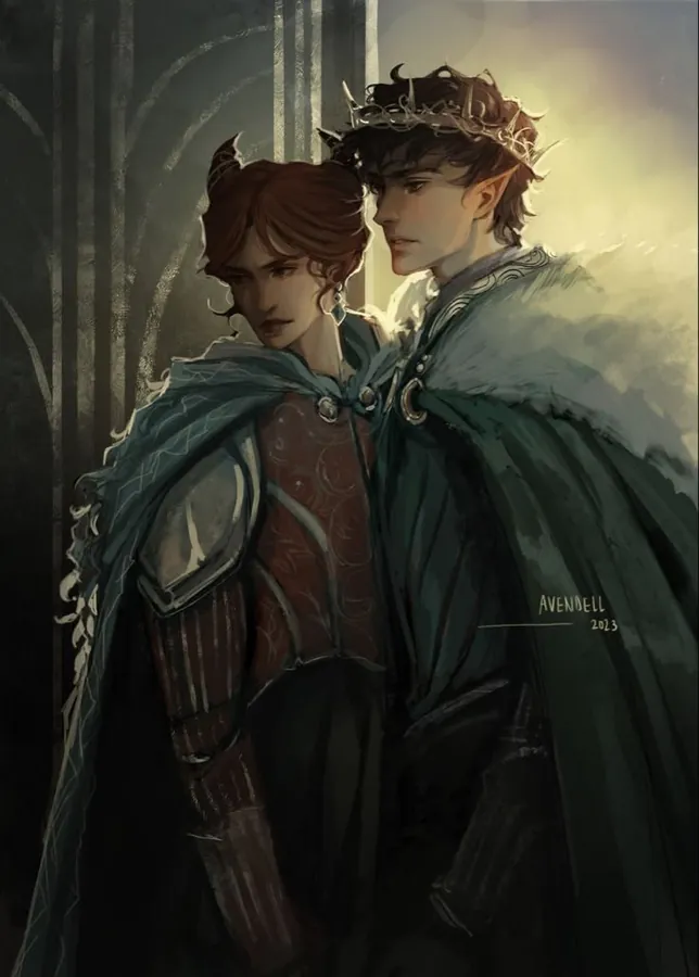 fanart du Prince Cruel, Jude et Cardan, bien vêtues et couronnés