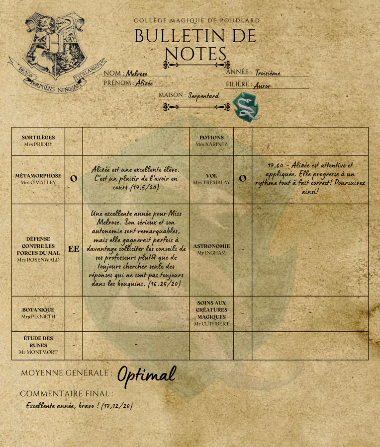 Bulletin d'Alizée Melrose
