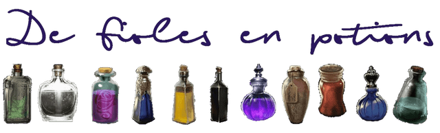 Série de fioles de potions. Titre: De fioles en potions