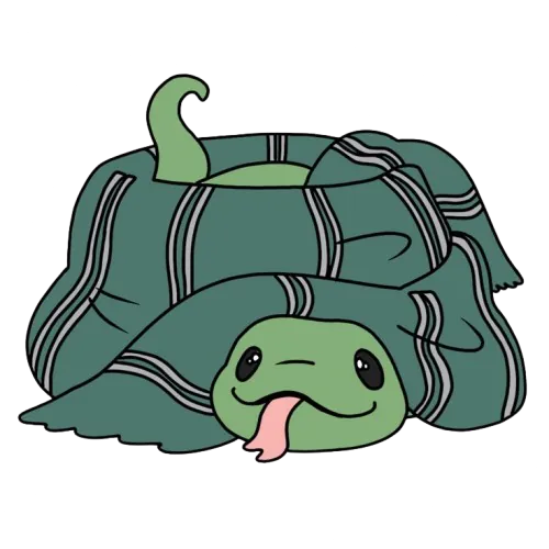 Dessin du serpent de Serpentard avec une écharpe aux couleurs de la maison