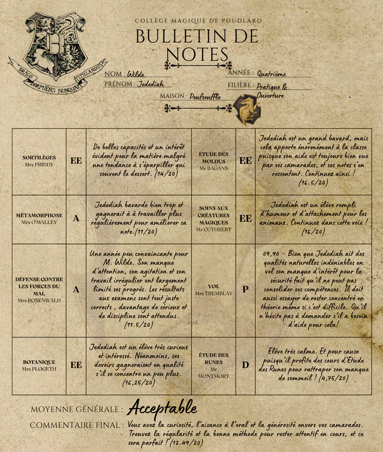 Bulletin de Jedediah Wilde