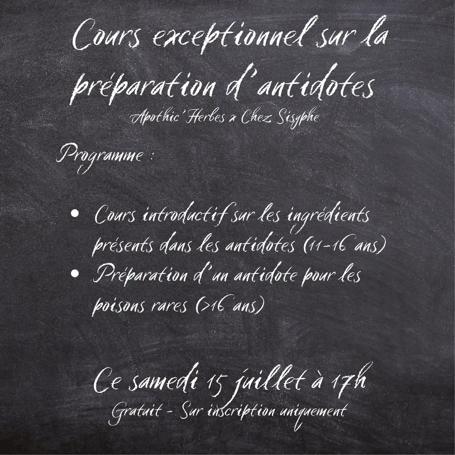 Tableau noir avec description de l'activité en bref