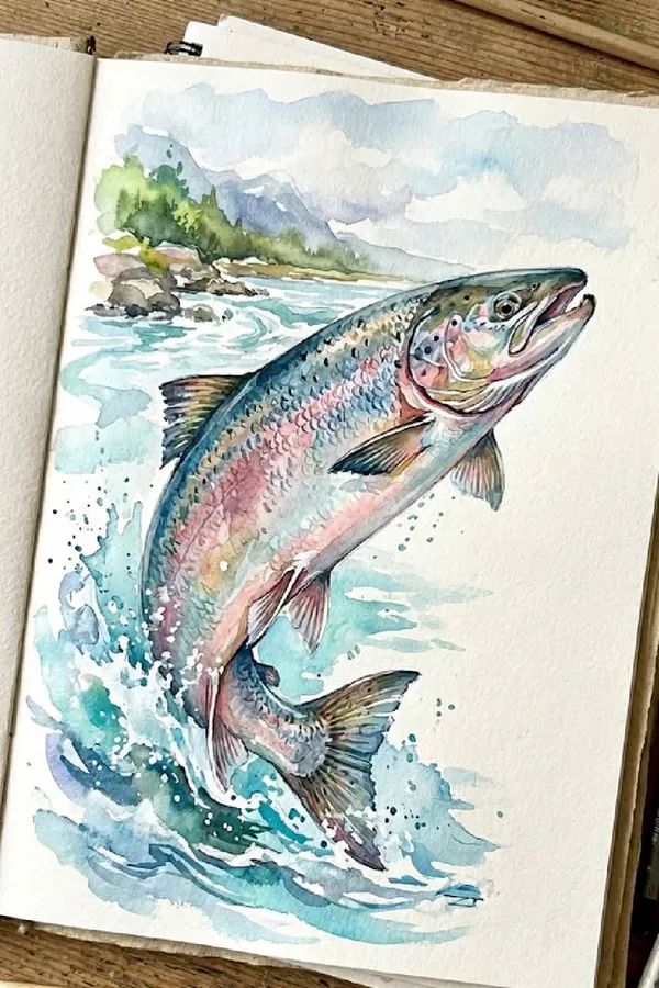 saumon qui saute hors de l’eau
