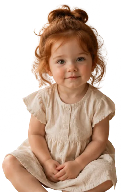 Petite fille rousse de deux ans