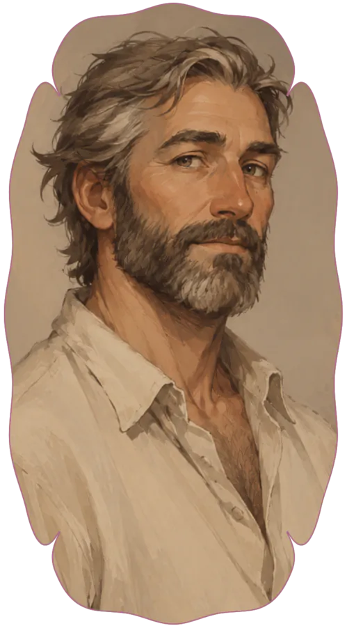 Homme d'une soixantaine d'années aux cheveux et à la barbe poivre et sel