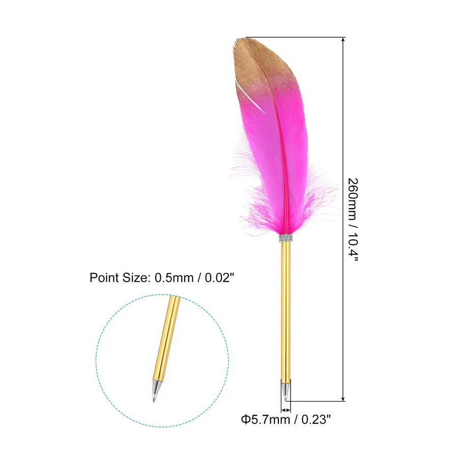 plume rose avec manche or - stylo à bille