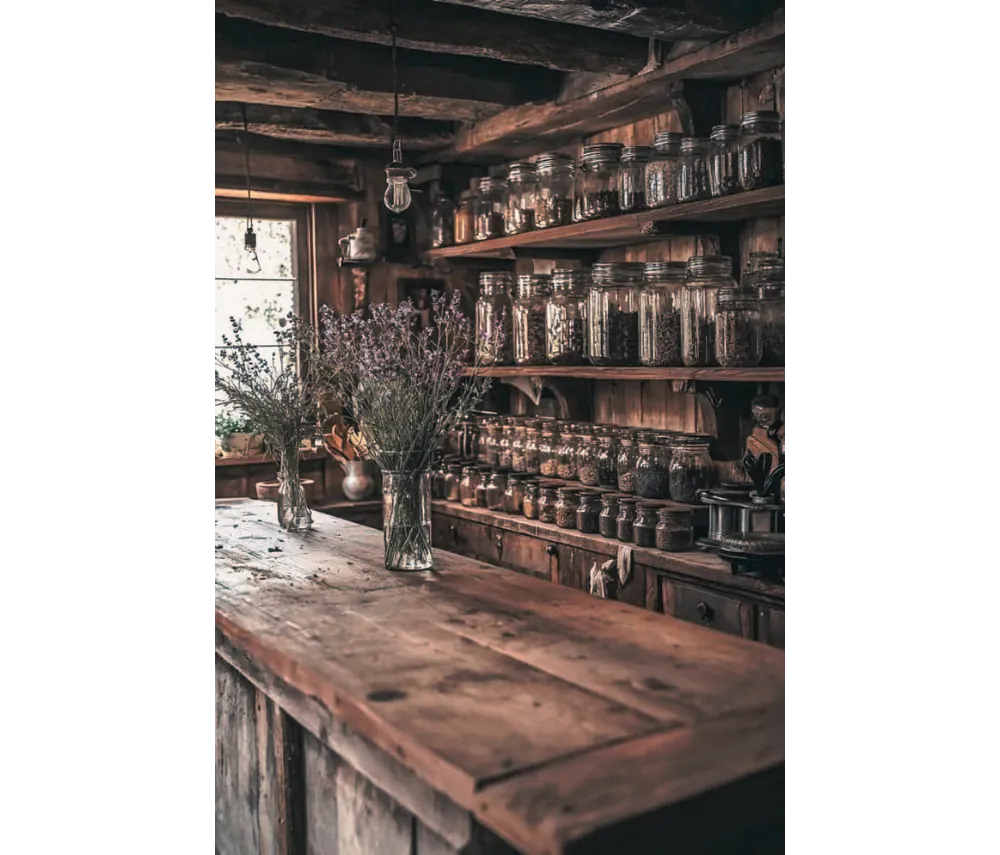 image de comptoir avec des ingrédients derrière