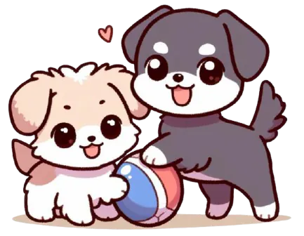 Deux chiens avec une balle