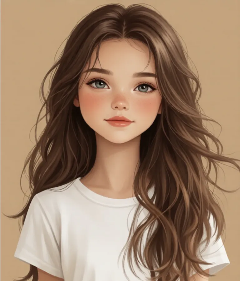 Petite fille brune aux yeux gris