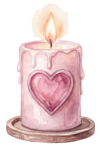 Bougie avec un coeur qui fond