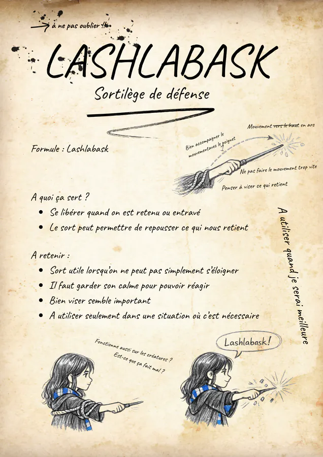 Page de carnet de Rachel Lewis sur le sort Lashlabask