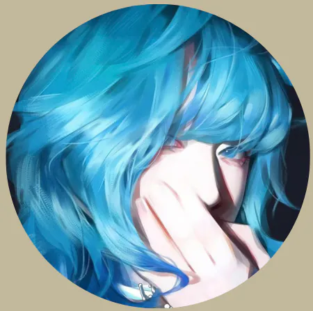 Jeune femme aux cheveux bleu et aux yeux (lentilles) bleu