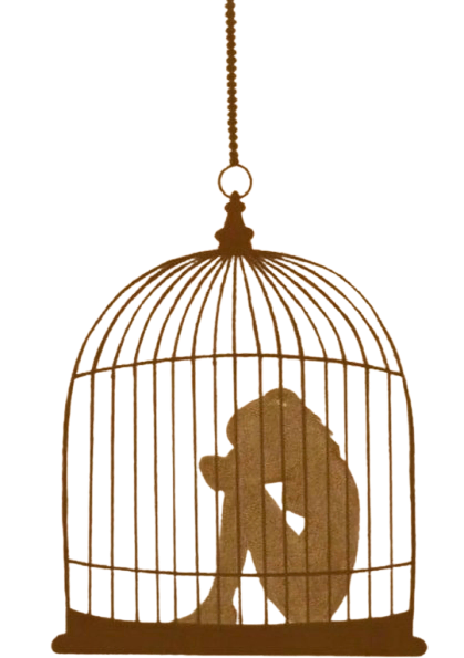 Fille enfermée dans une cage dorée