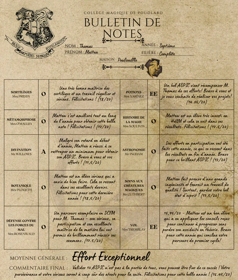 Bulletin de Mattew Thomas