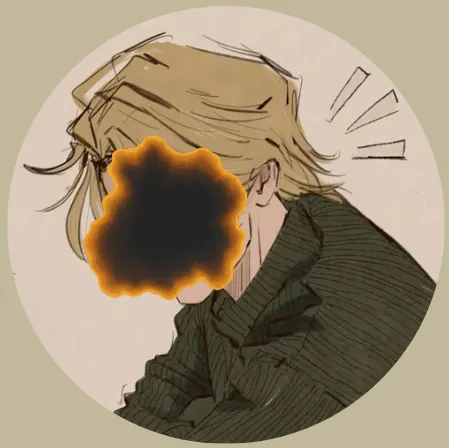 homme blond, le visage est caché par une brulure de cigarette