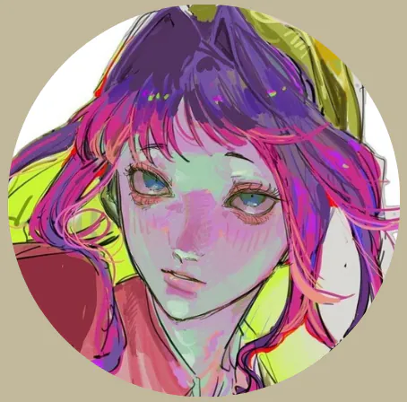 Jeune femme aux cheveux rose et yeux clair
